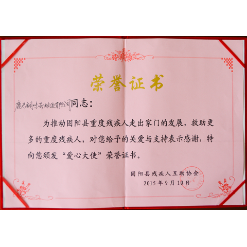 獲獎證書